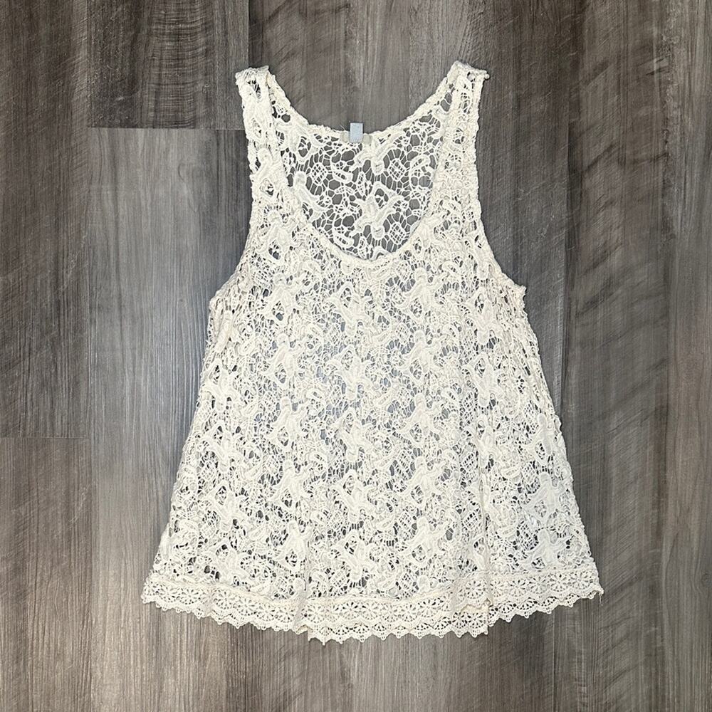 Ecote Urban Outfitters Crochet Open Lace Grannycore Tank Top - Medium